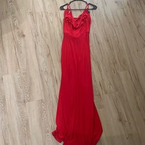 Stunning red plunge dress with mermaid cut